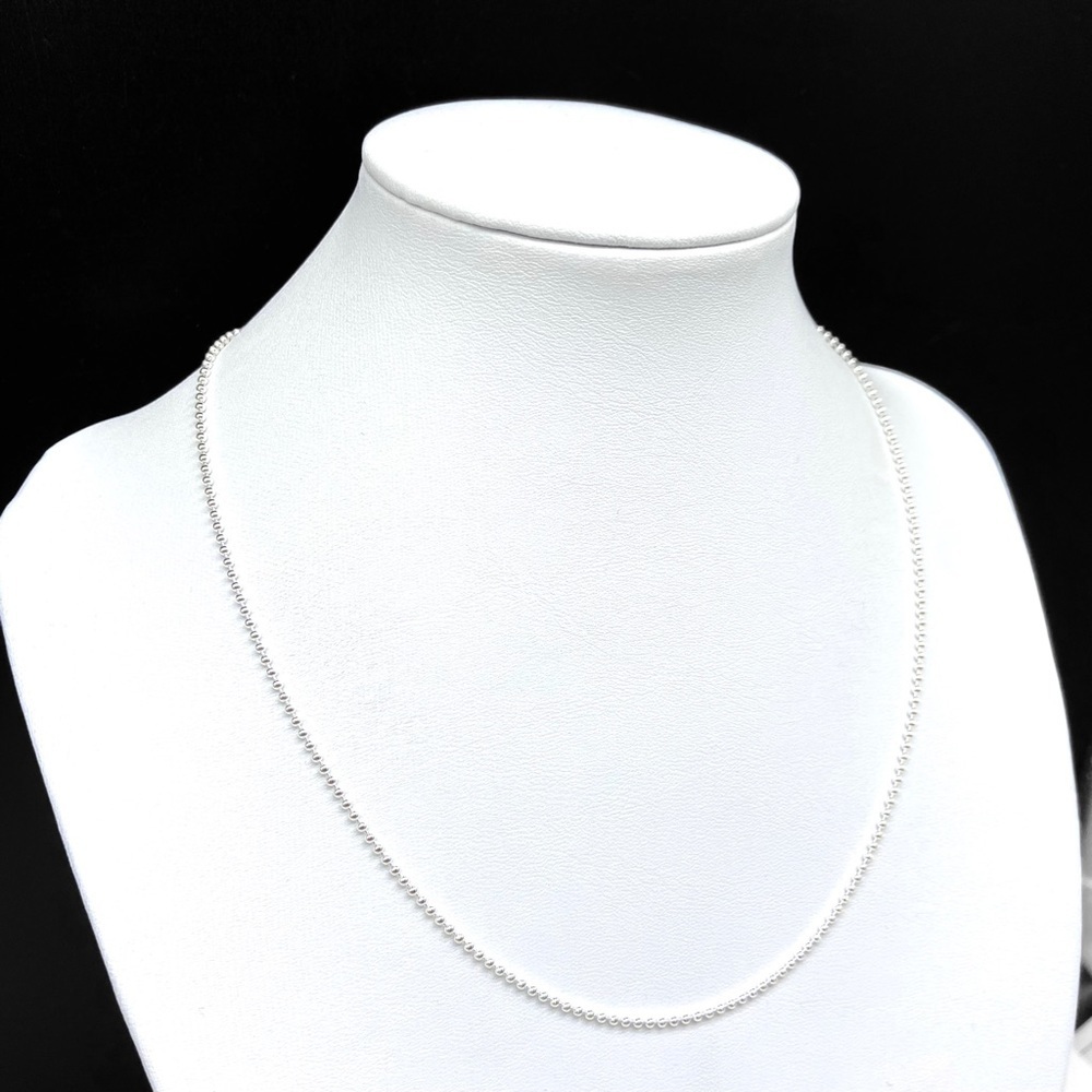16” Sterling Silver Ball Beaded Chain Necklace Solid 925 Italy Italian Layering - Picture 9 of 9